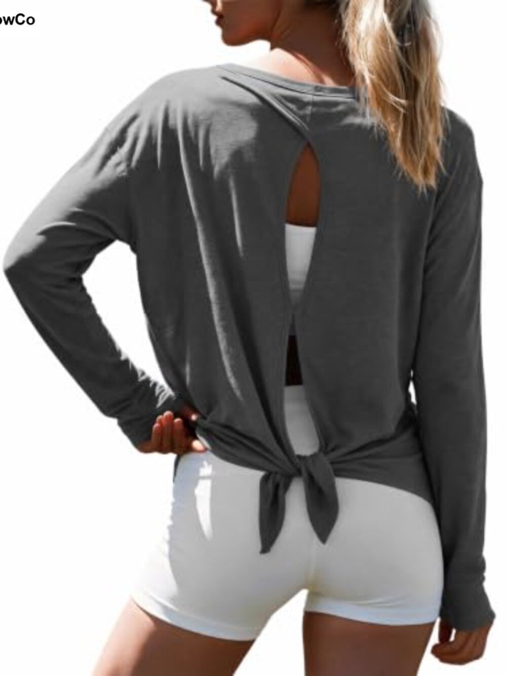 Long Sleeve Open Back Workout Shirt Women's Yoga Athletic Top High Stretch
